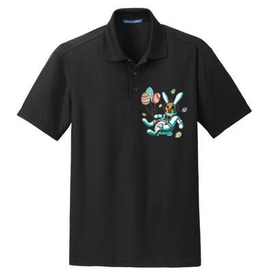 Astronaut Bunny Rabbit Planet Egg Easter Day Dry Zone Grid Polo