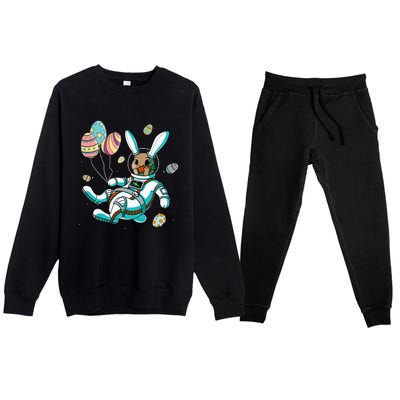 Astronaut Bunny Rabbit Planet Egg Easter Day Premium Crewneck Sweatsuit Set