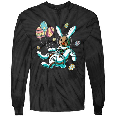 Astronaut Bunny Rabbit Planet Egg Easter Day Tie-Dye Long Sleeve Shirt