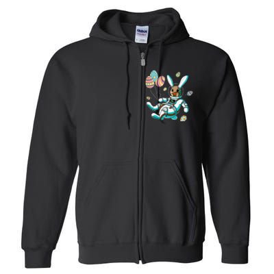 Astronaut Bunny Rabbit Planet Egg Easter Day Full Zip Hoodie