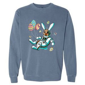 Astronaut Bunny Rabbit Planet Egg Easter Day Garment-Dyed Sweatshirt