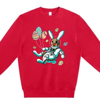 Astronaut Bunny Rabbit Planet Egg Easter Day Premium Crewneck Sweatshirt