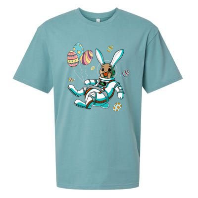 Astronaut Bunny Rabbit Planet Egg Easter Day Sueded Cloud Jersey T-Shirt