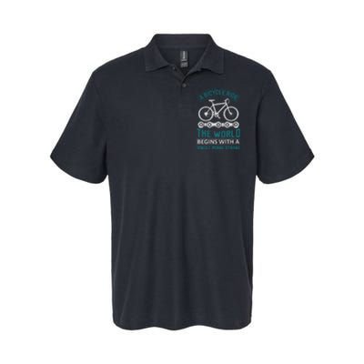 A Bicycle Ride The World Begins With A Single Pedal Storke Softstyle Adult Sport Polo