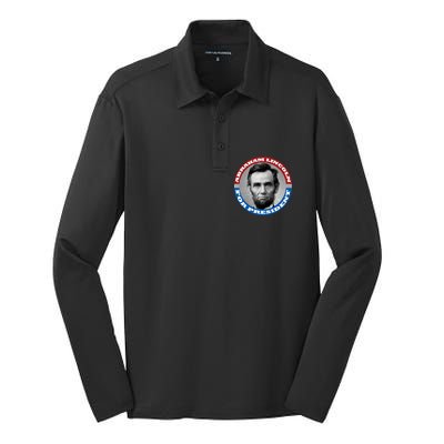 Abraham Abe Lincoln For President Retro Silk Touch Performance Long Sleeve Polo