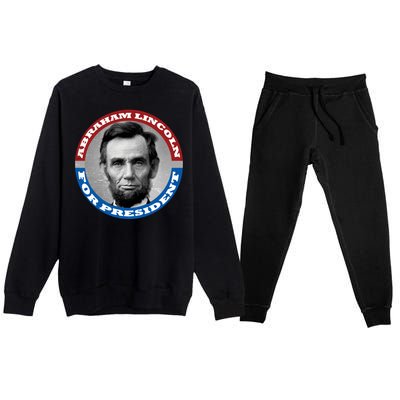 Abraham Abe Lincoln For President Retro Premium Crewneck Sweatsuit Set