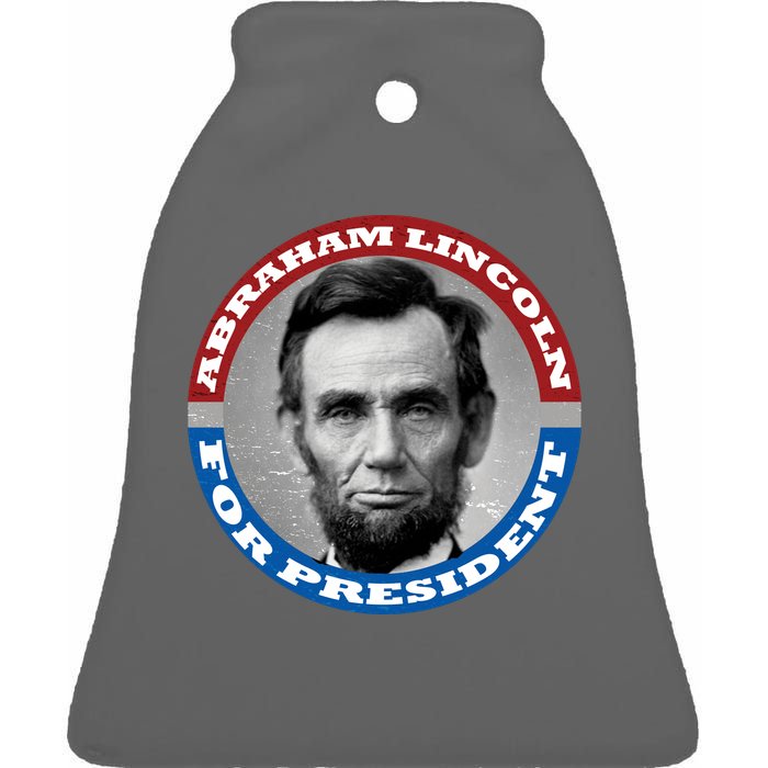 Abraham Abe Lincoln For President Retro Ceramic Bell Ornament