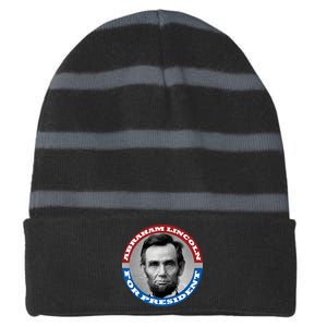 Abraham Abe Lincoln For President Retro Striped Beanie with Solid Band