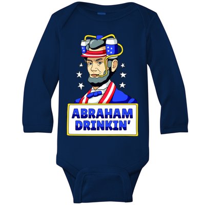 Abraham Drinkin Baby Long Sleeve Bodysuit