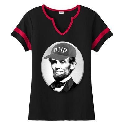 Abraham Lincoln For Trump Ladies Halftime Notch Neck Tee