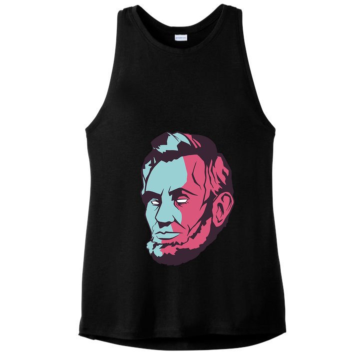 Abraham Lincoln Head Ladies PosiCharge Tri-Blend Wicking Tank