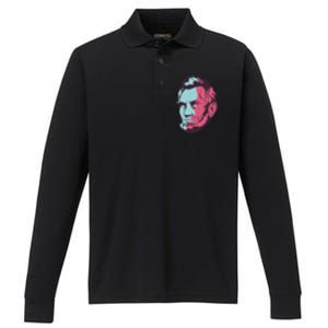 Abraham Lincoln Head Performance Long Sleeve Polo