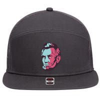 Abraham Lincoln Head 7 Panel Mesh Trucker Snapback Hat