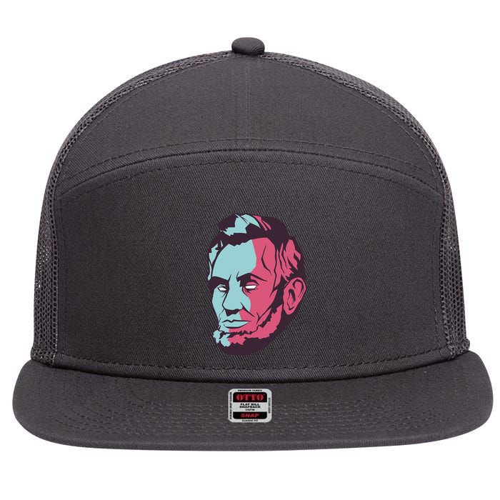 Abraham Lincoln Head 7 Panel Mesh Trucker Snapback Hat