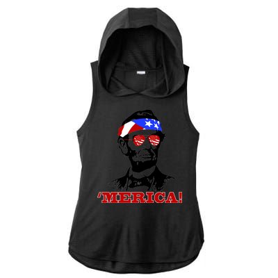 Abraham Lincoln Merica Ladies PosiCharge Tri-Blend Wicking Draft Hoodie Tank