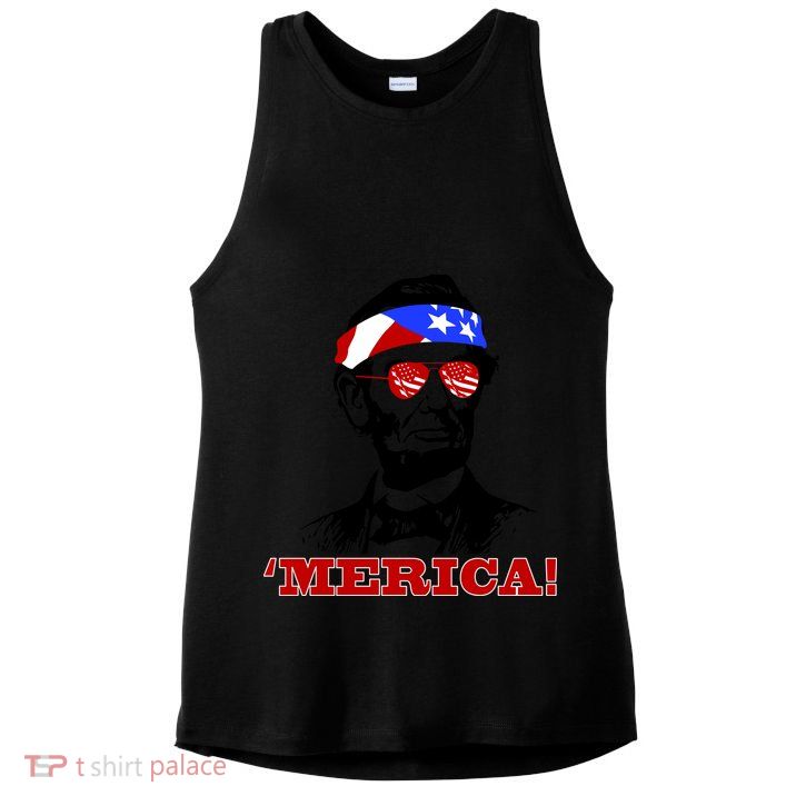 Abraham Lincoln Merica Ladies PosiCharge Tri-Blend Wicking Tank