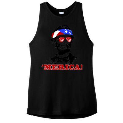 Abraham Lincoln Merica Ladies PosiCharge Tri-Blend Wicking Tank