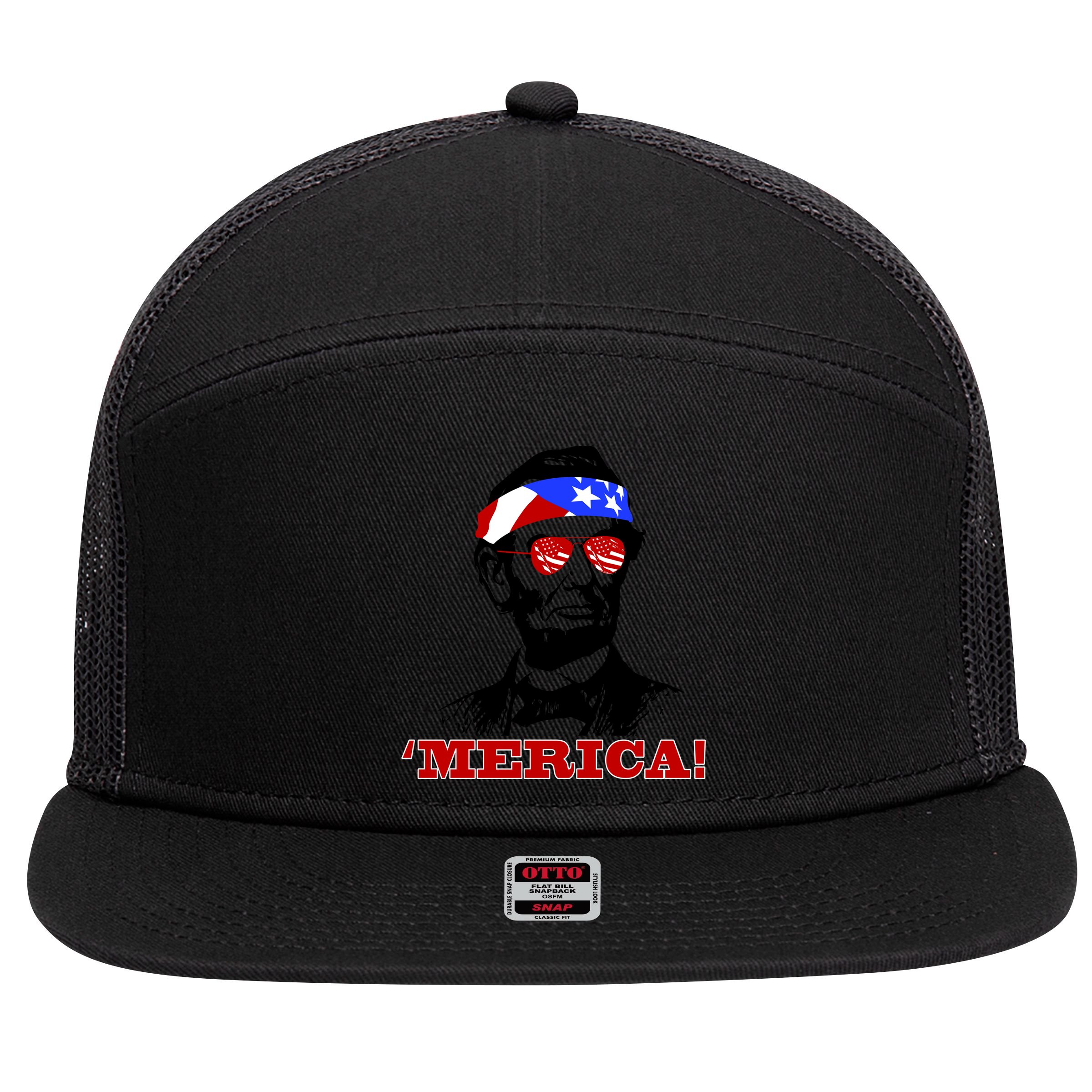 Abraham Lincoln Merica 7 Panel Mesh Trucker Snapback Hat