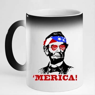 Abraham Lincoln Merica 11oz Black Color Changing Mug