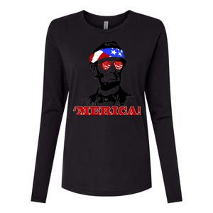 Abraham Lincoln Merica Womens Cotton Relaxed Long Sleeve T-Shirt