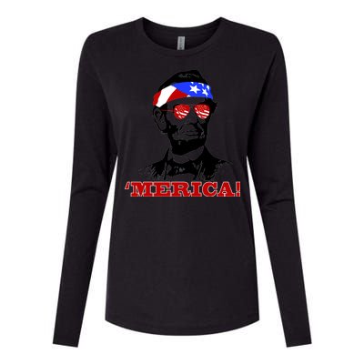 Abraham Lincoln Merica Womens Cotton Relaxed Long Sleeve T-Shirt