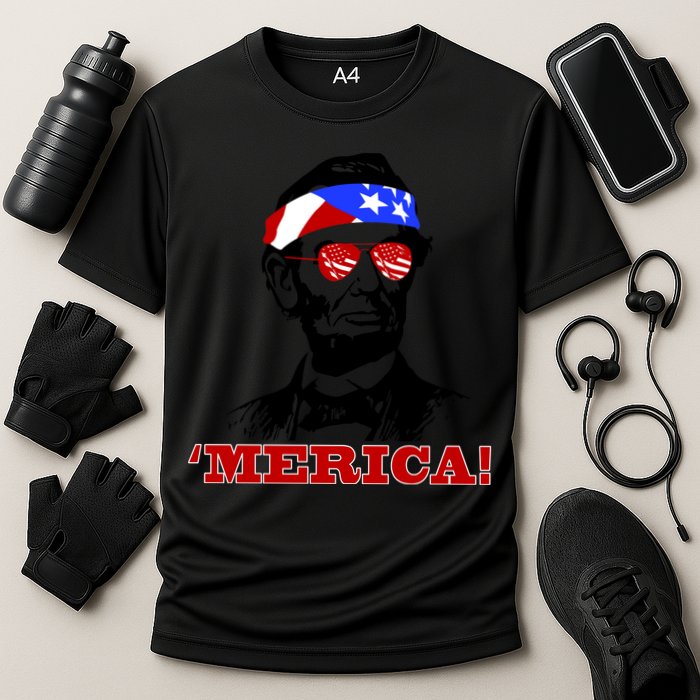 Abraham Lincoln Merica Cooling Performance Crew T-Shirt