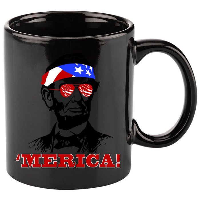 Abraham Lincoln Merica 11oz C Handle Ceramic Mug