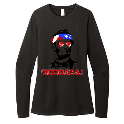 Abraham Lincoln Merica Womens CVC Long Sleeve Shirt