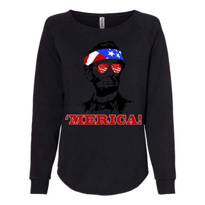 Abraham Lincoln Merica Womens California Wash Sweatshirt