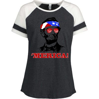 Abraham Lincoln Merica Enza Ladies Jersey Colorblock Tee