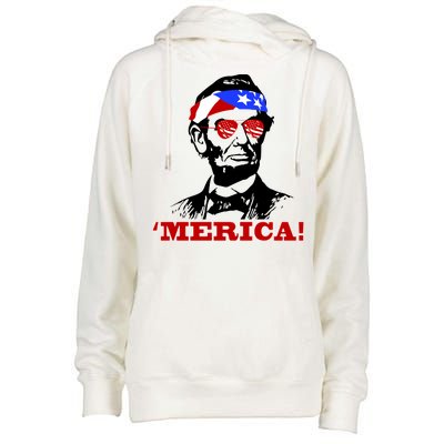 Abraham Lincoln Merica Womens Funnel Neck Pullover Hood