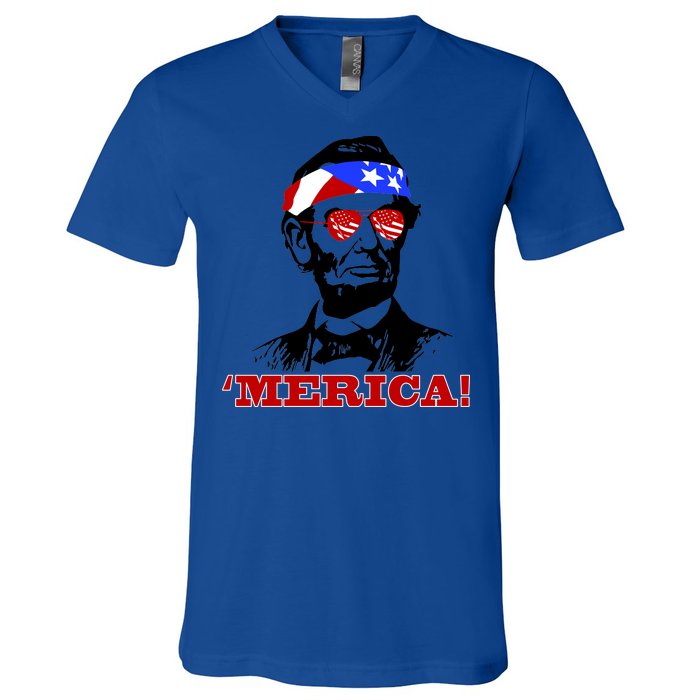 Abraham Lincoln Merica V-Neck T-Shirt