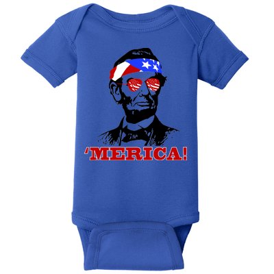 Abraham Lincoln Merica Baby Bodysuit