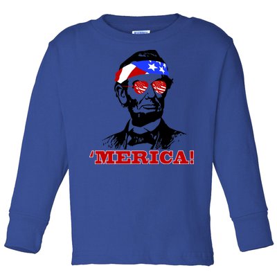 Abraham Lincoln Merica Toddler Long Sleeve Shirt