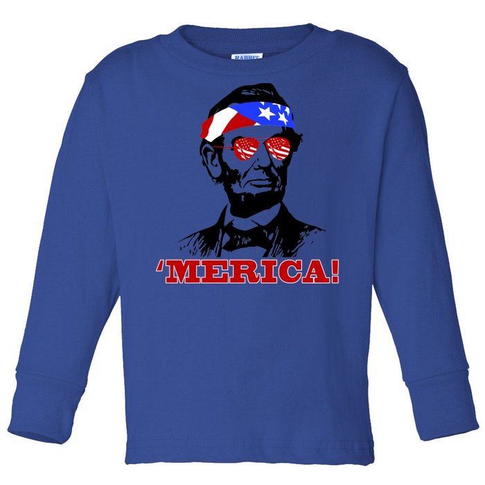 Abraham Lincoln Merica Toddler Long Sleeve Shirt