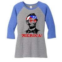 Abraham Lincoln Merica Women's Tri-Blend 3/4-Sleeve Raglan Shirt