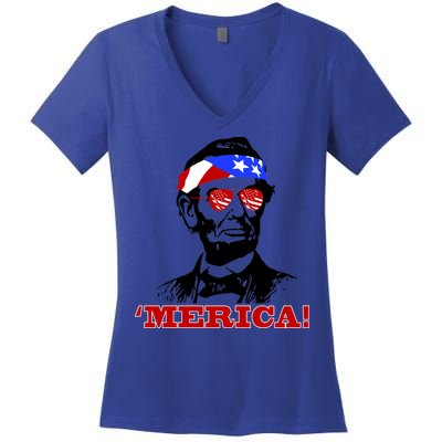 Abraham Lincoln Merica Women's V-Neck T-Shirt