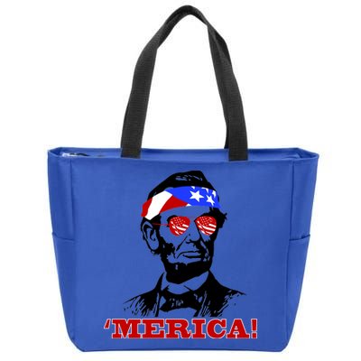 Abraham Lincoln Merica Zip Tote Bag