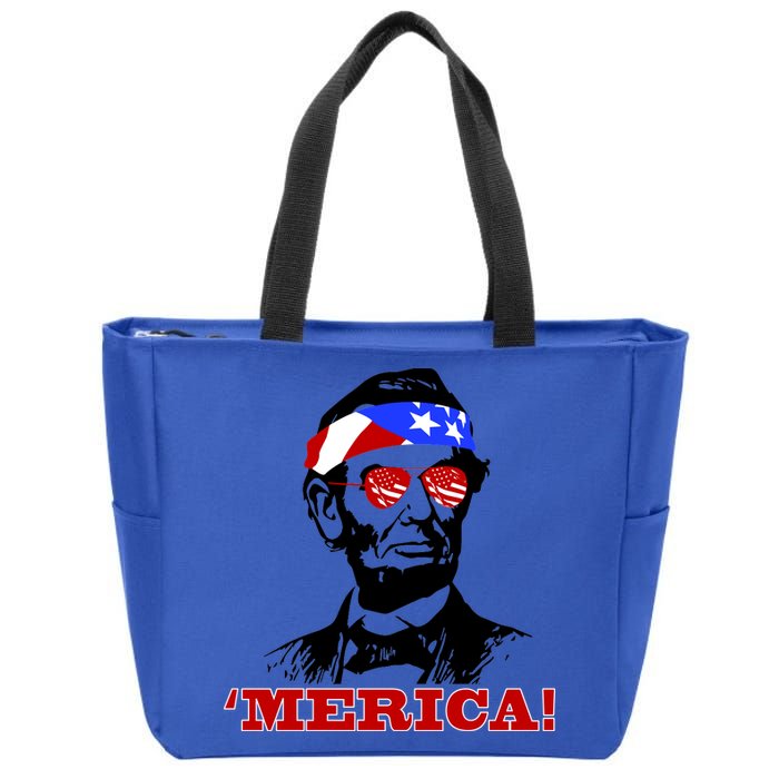 Abraham Lincoln Merica Zip Tote Bag