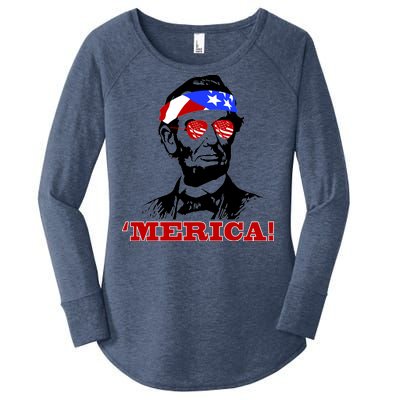 Abraham Lincoln Merica Women's Perfect Tri Tunic Long Sleeve Shirt