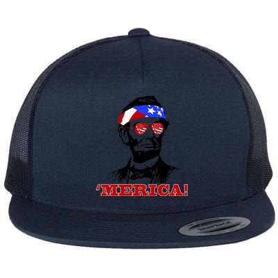 Abraham Lincoln Merica Flat Bill Trucker Hat