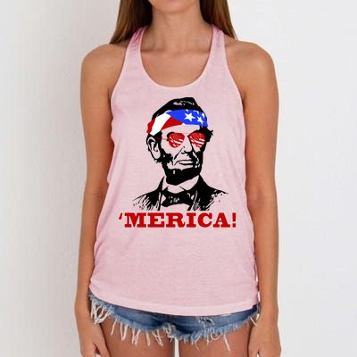 Abraham Lincoln Merica Women's Knotted Racerback Tank