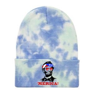 Abraham Lincoln Merica Tie Dye 12in Knit Beanie