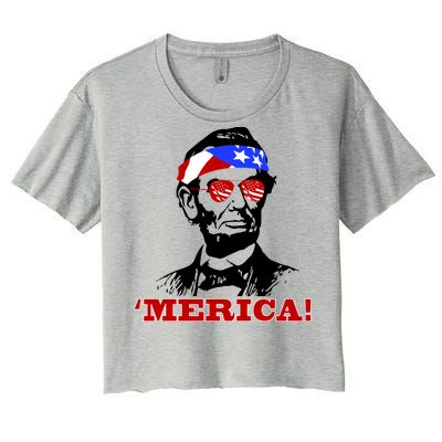 Abraham Lincoln Merica Women's Crop Top Tee