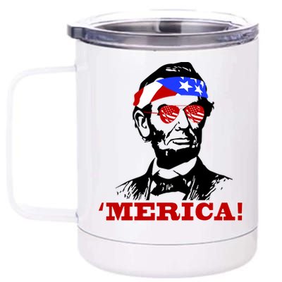 Abraham Lincoln Merica 12 oz Stainless Steel Tumbler Cup