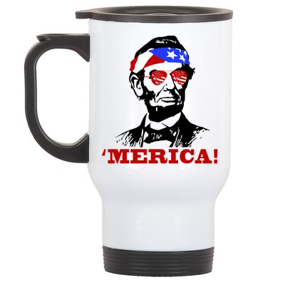 Abraham Lincoln Merica Stainless Steel Travel Mug