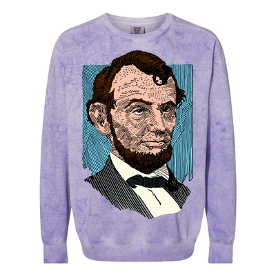 Abraham Lincoln Portrait Colorblast Crewneck Sweatshirt