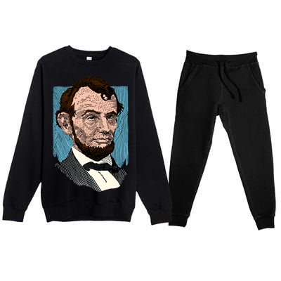 Abraham Lincoln Portrait Premium Crewneck Sweatsuit Set