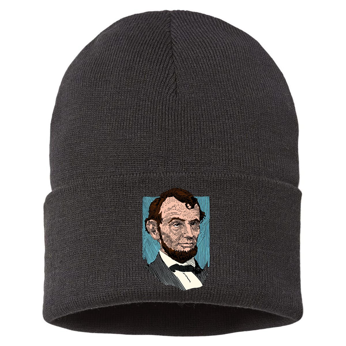 Abraham Lincoln Portrait Sustainable Knit Beanie