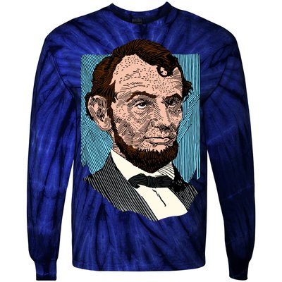 Abraham Lincoln Portrait Tie-Dye Long Sleeve Shirt